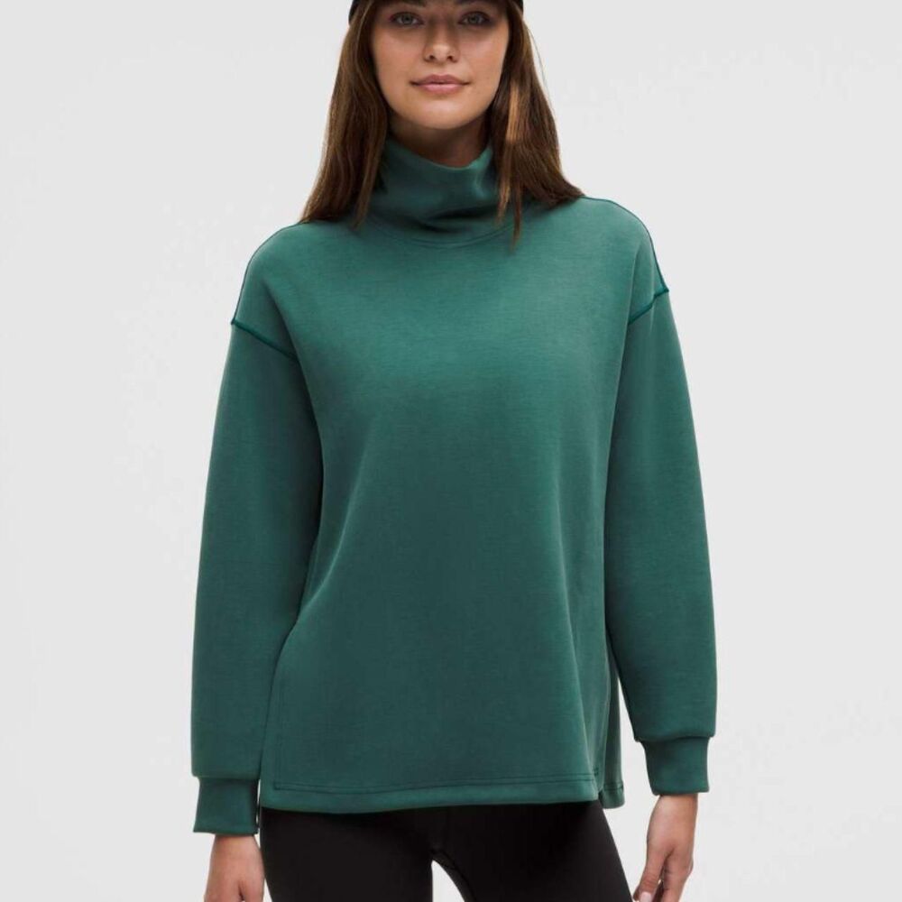 Lululemon Softstreme Funnel-Neck Long Pullover in Storm Teal - Size XS oversized